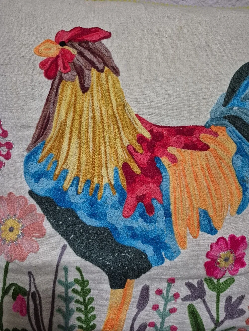 Karma Living La Gallina Cureleka/Kureleka Rooster Chicken Throw Pillow